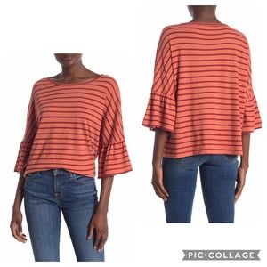 NWT. Madewell Flare Sleeve Slightly Cropped Top